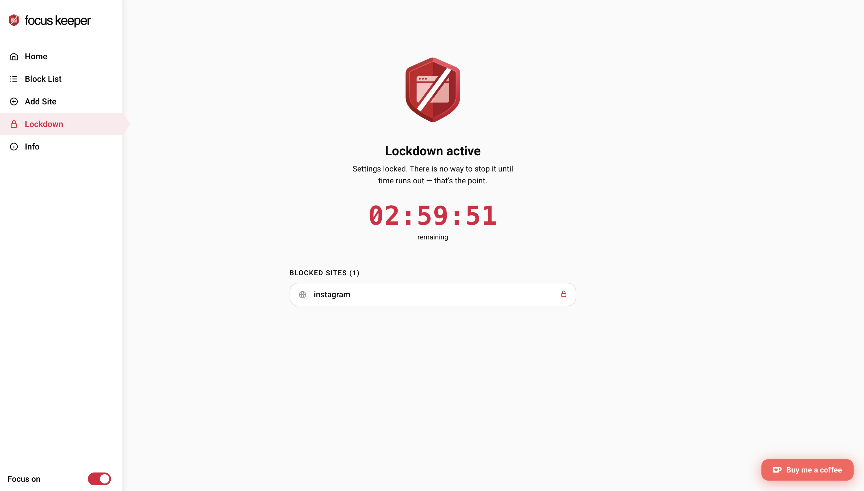 Focus Keeper — lockdown mode